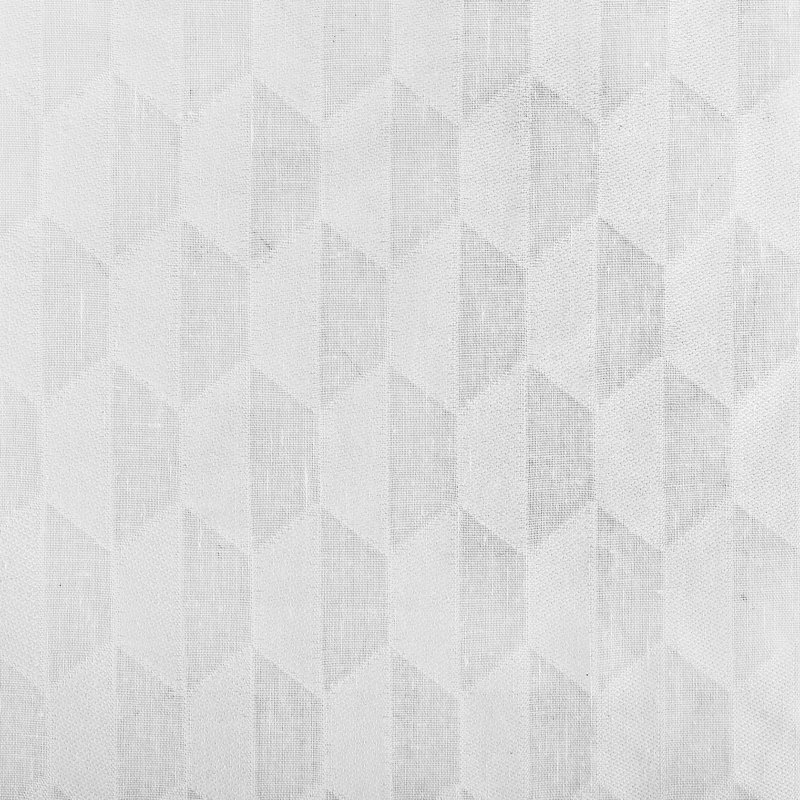 White Geometric Clipped Jacquard Light-Filtering Rod Pocket Curtain Panel