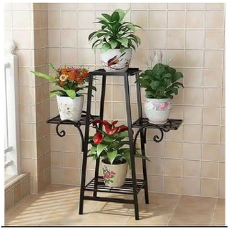 Black Metal 3-Tier Outdoor Plant Stand
