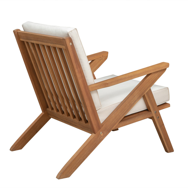 Oslo Midcentury-Modern Scandinavian Cream Cushioned Wooden Chair