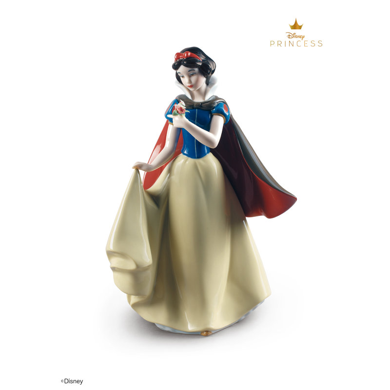 Colorful Porcelain Snow White Figurine with Flowers