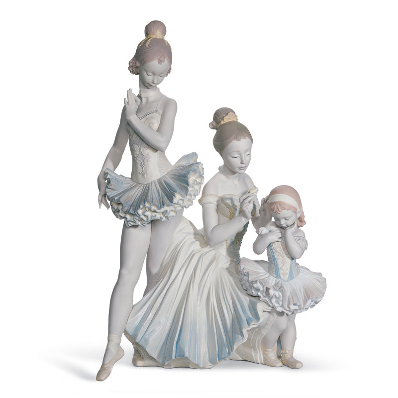 Elegant White Porcelain Ballet Dancers Statue