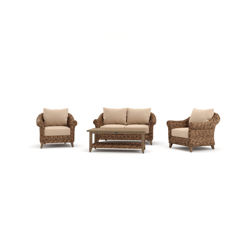 Heritage Brown Rattan Loveseat and Lounge Chair Set with Sunbrella Cushions