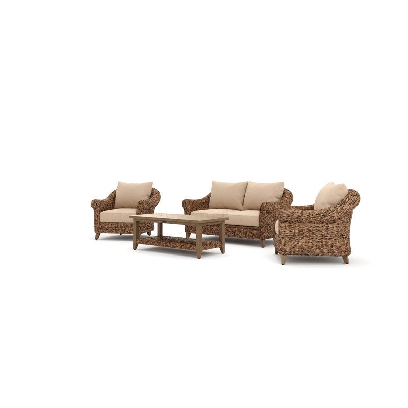 Heritage Brown Rattan Loveseat and Lounge Chair Set with Sunbrella Cushions