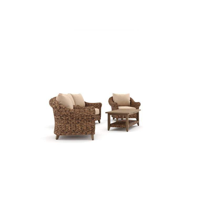 Heritage Brown Rattan Loveseat and Lounge Chair Set with Sunbrella Cushions