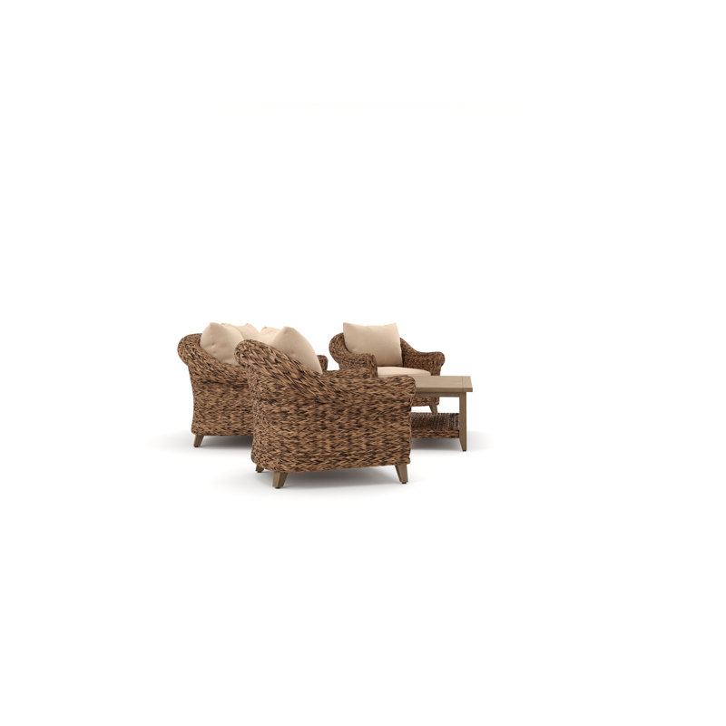 Heritage Brown Rattan Loveseat and Lounge Chair Set with Sunbrella Cushions