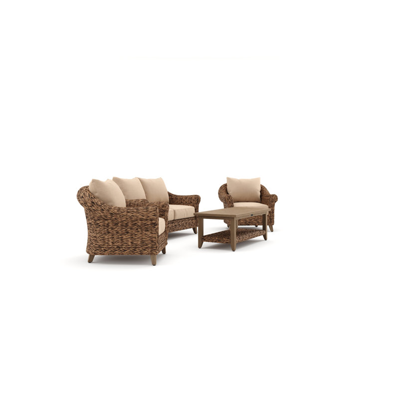 Heritage Brown Rattan Loveseat and Lounge Chair Set with Sunbrella Cushions