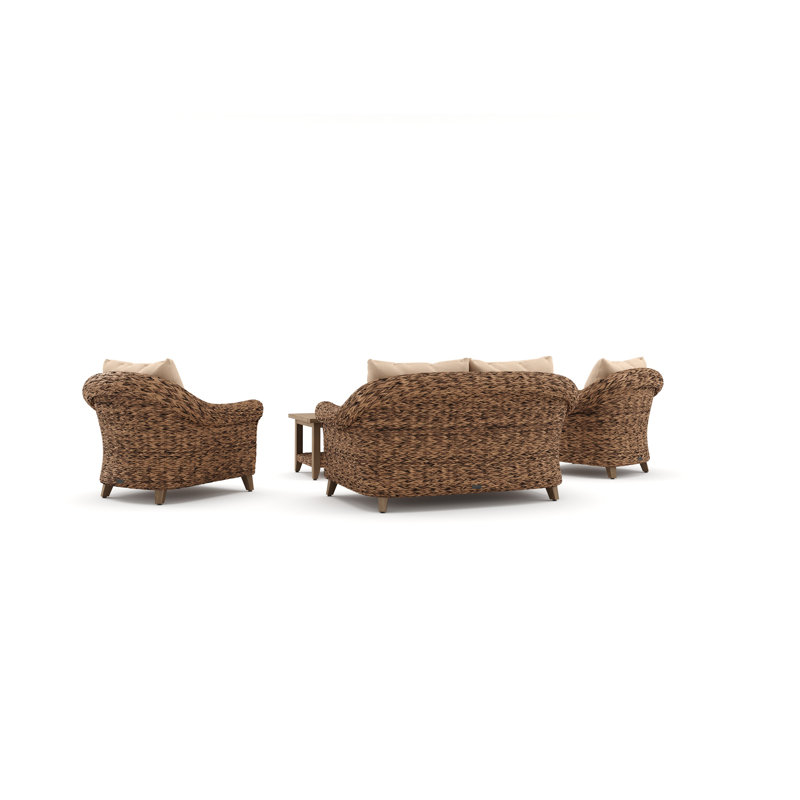 Heritage Brown Rattan Loveseat and Lounge Chair Set with Sunbrella Cushions