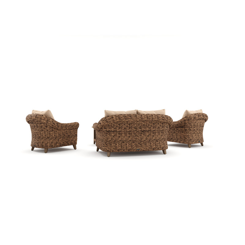Heritage Brown Rattan Loveseat and Lounge Chair Set with Sunbrella Cushions