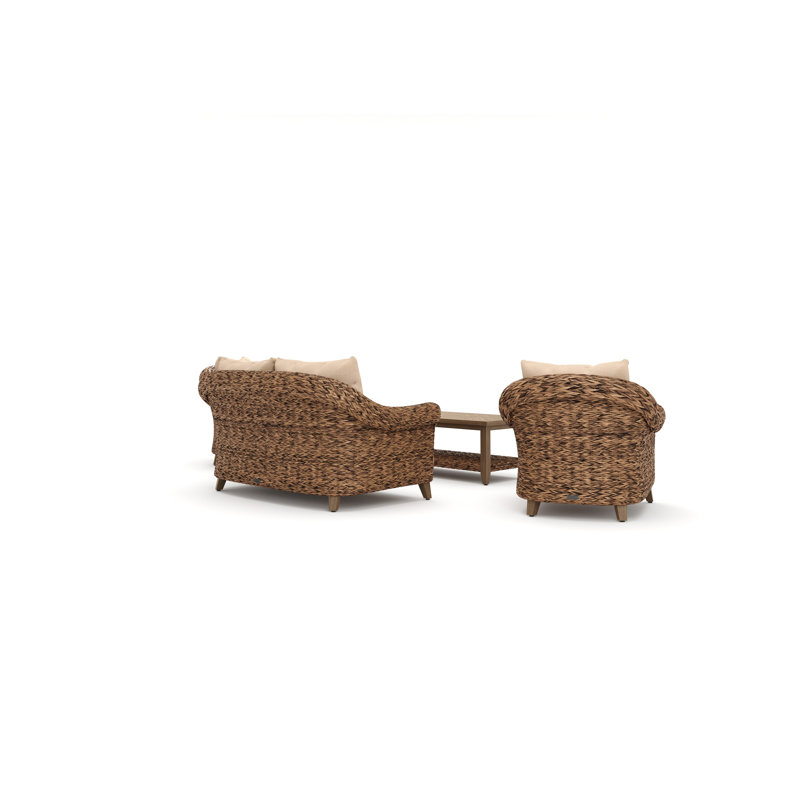 Heritage Brown Rattan Loveseat and Lounge Chair Set with Sunbrella Cushions