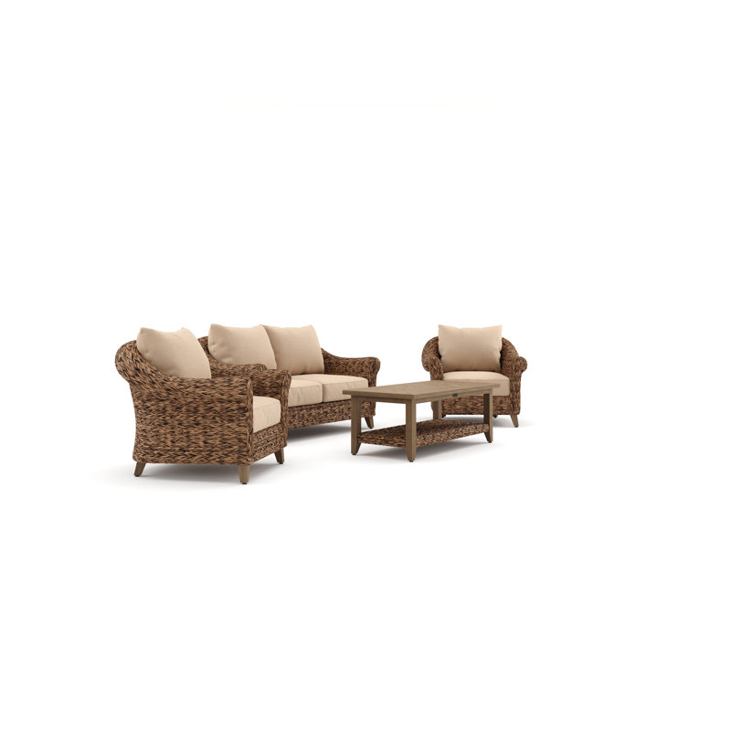 Heritage Brown Rattan Loveseat and Lounge Chair Set with Sunbrella Cushions