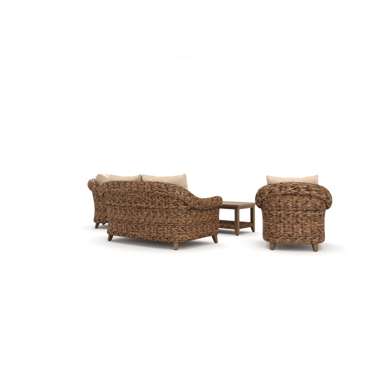 Heritage Brown Rattan Loveseat and Lounge Chair Set with Sunbrella Cushions