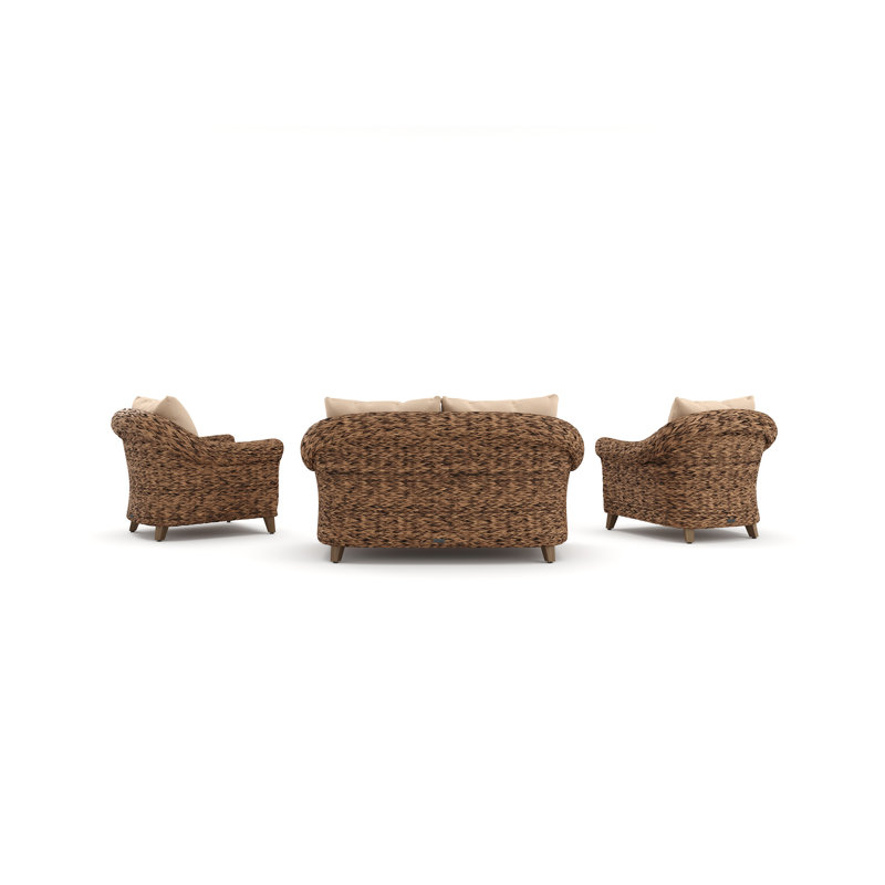 Heritage Brown Rattan Loveseat and Lounge Chair Set with Sunbrella Cushions