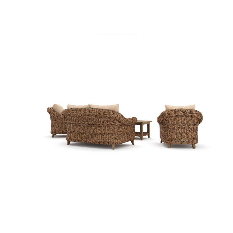 Heritage Brown Rattan Loveseat and Lounge Chair Set with Sunbrella Cushions