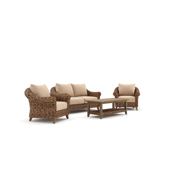 Heritage Brown Rattan Loveseat and Lounge Chair Set with Sunbrella Cushions