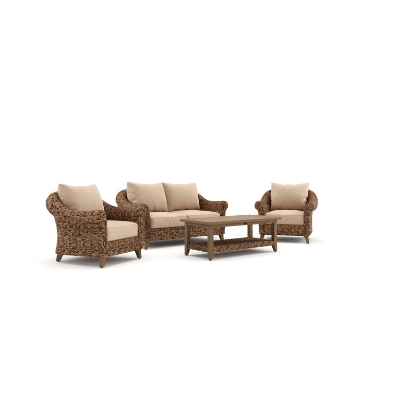 Heritage Brown Rattan Loveseat and Lounge Chair Set with Sunbrella Cushions