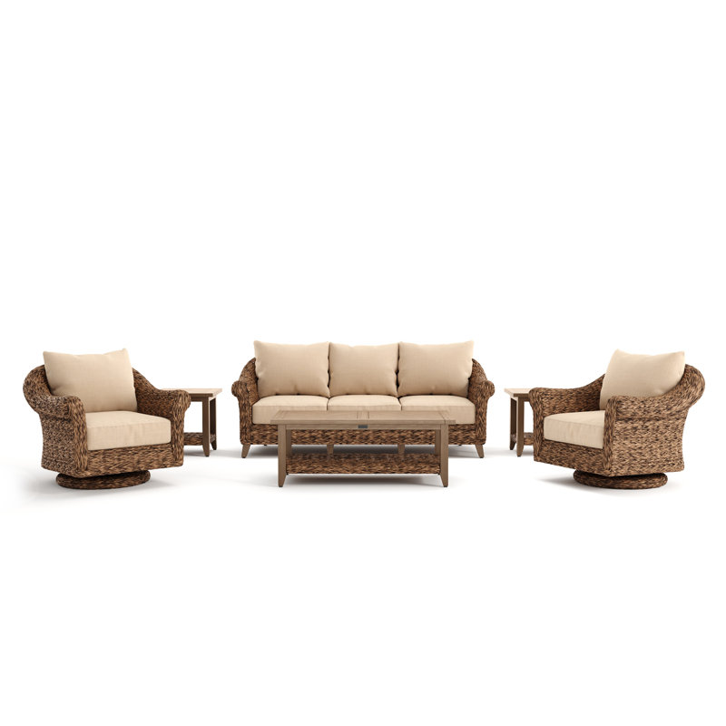 Cayman Brown Rattan Seating Group with Sunbrella Cushions