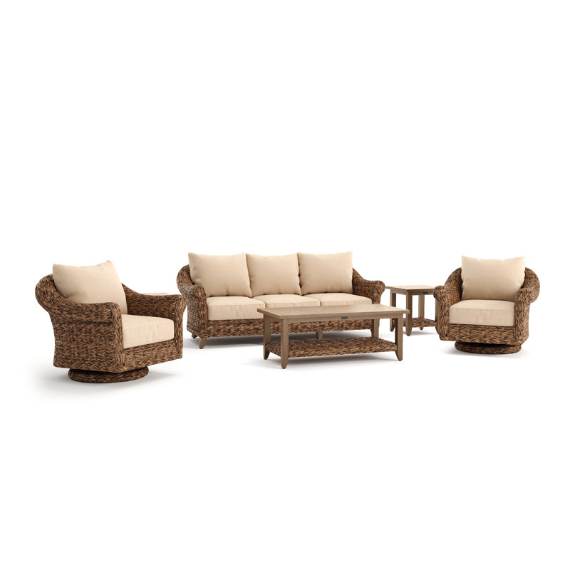 Cayman Brown Rattan Seating Group with Sunbrella Cushions