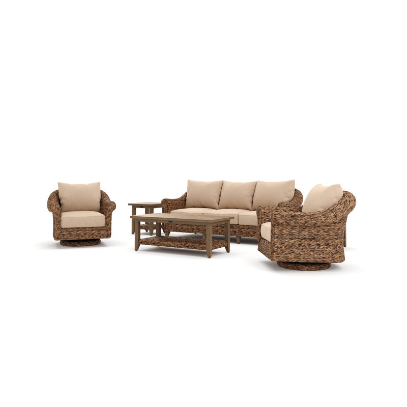 Cayman Brown Rattan Seating Group with Sunbrella Cushions