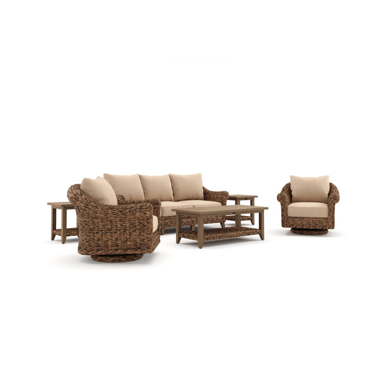 Cayman Brown Rattan Seating Group with Sunbrella Cushions