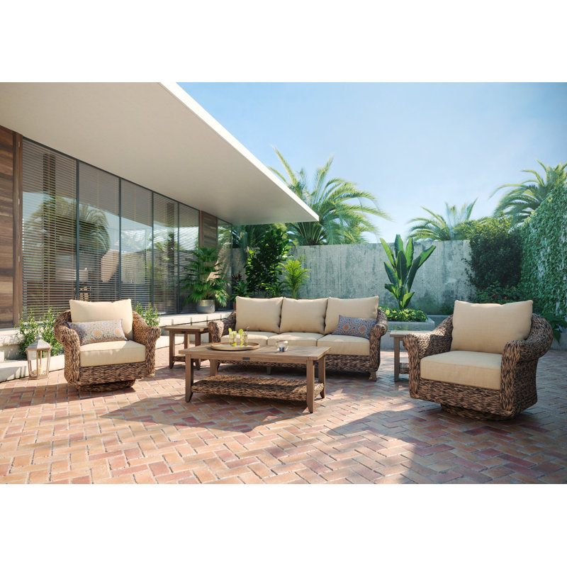 Cayman Brown Rattan Seating Group with Sunbrella Cushions