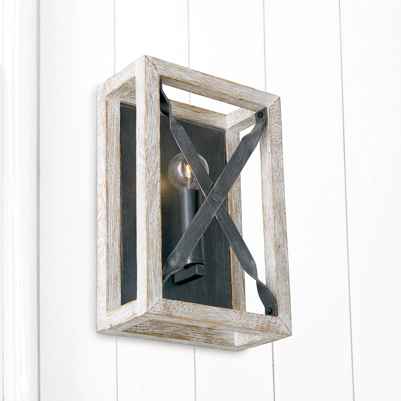 Remi Nordic Iron and White Wash Dimmable Wall Sconce