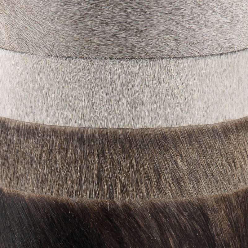 White and Gray Cowhide Leather Table Lamp with Linen Shade