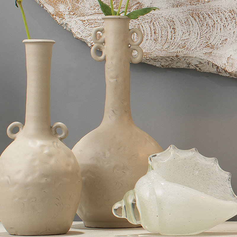 Beige Handmade Ceramic Decorative Table Vase