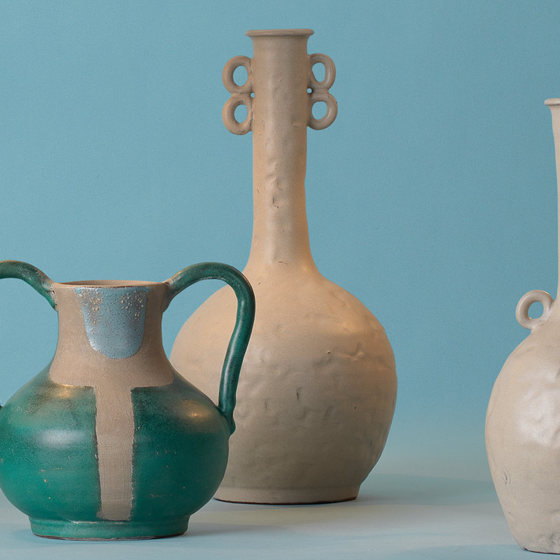Beige Handmade Ceramic Decorative Table Vase