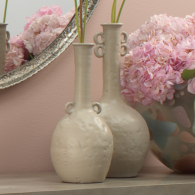 Beige Handmade Ceramic Decorative Table Vase
