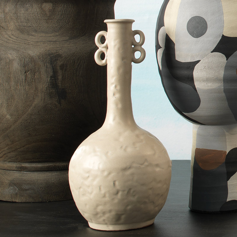 Beige Handmade Ceramic Decorative Table Vase