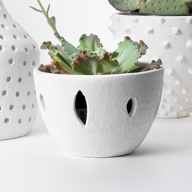 White Ceramic Rustic Round Decorative Bowl