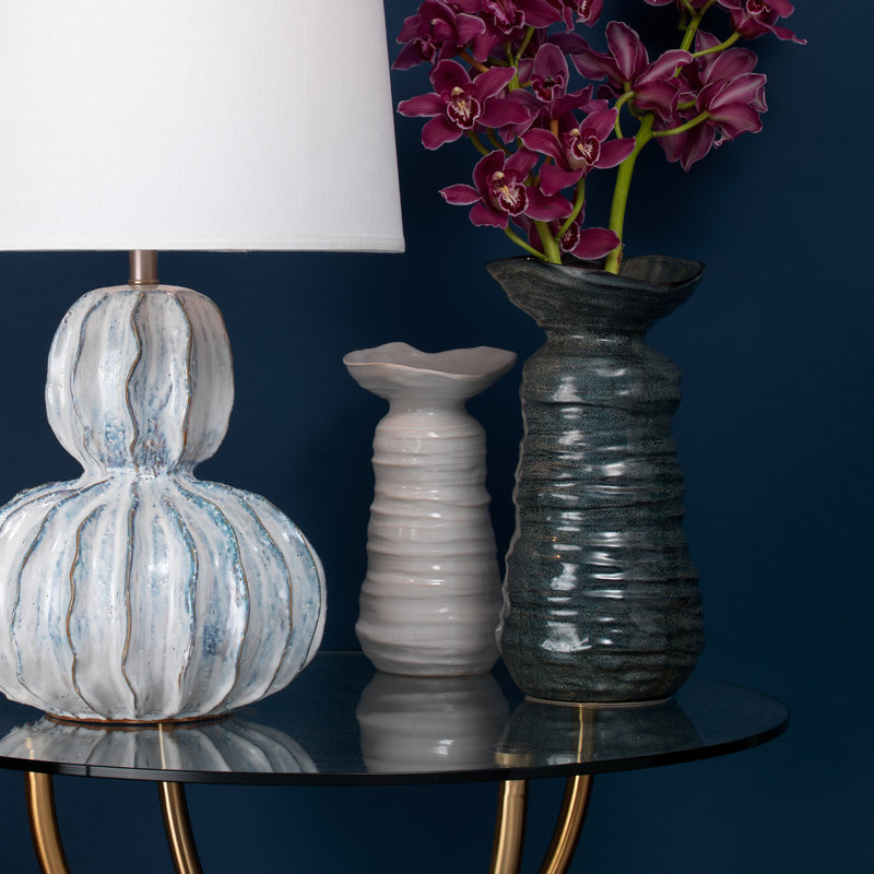 Pearl Cream Ceramic Textured Table Vase