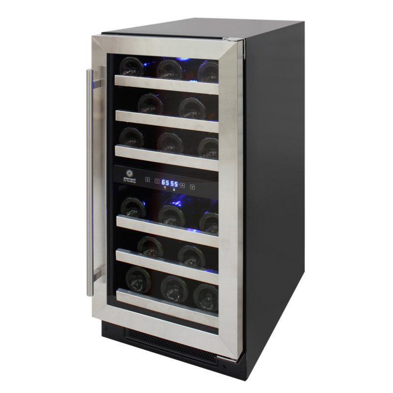 Compact Stainless Steel Dual-Zone Wine Cooler with Interior Lighting
