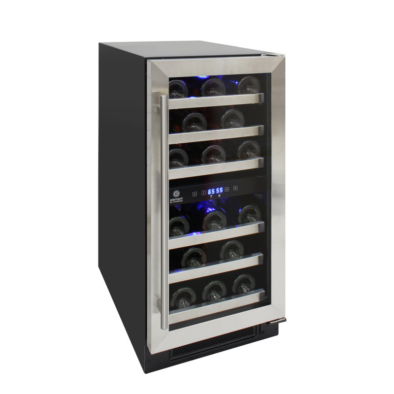 Compact Stainless Steel Dual-Zone Wine Cooler with Interior Lighting