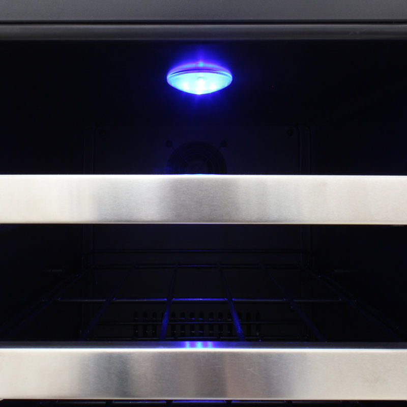 Compact Stainless Steel Dual-Zone Wine Cooler with Interior Lighting