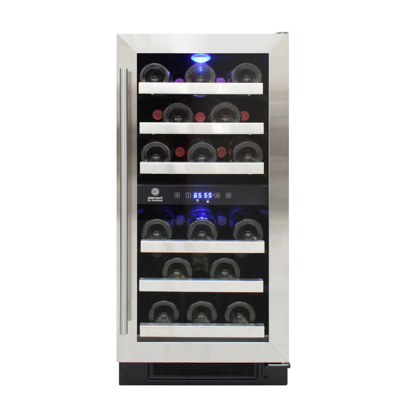 Compact Stainless Steel Dual-Zone Wine Cooler with Interior Lighting