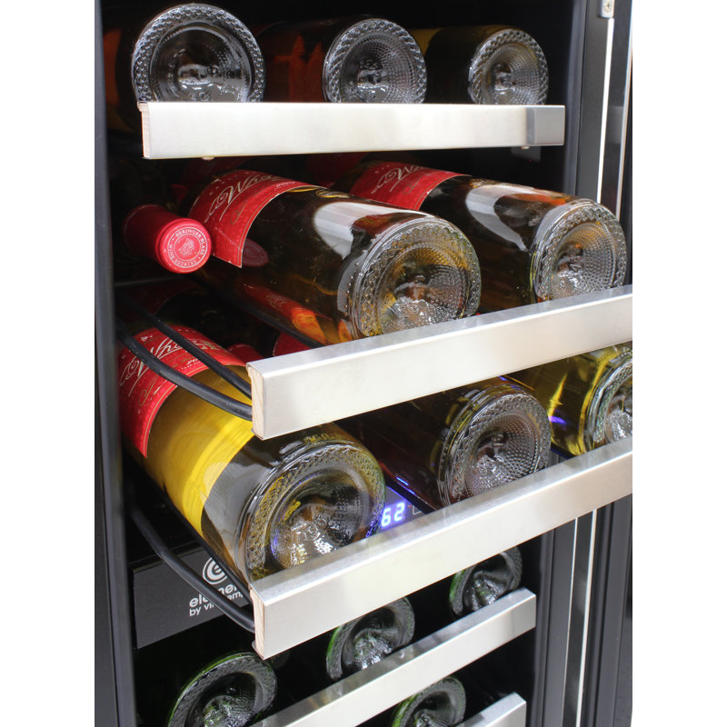 Compact Stainless Steel Dual-Zone Wine Cooler with Interior Lighting