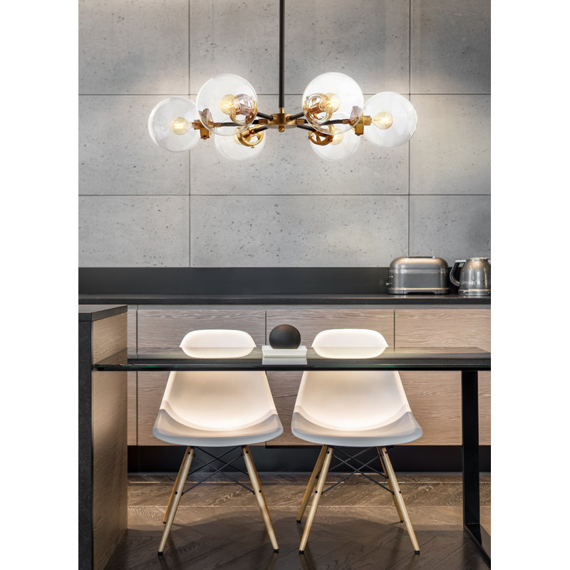 Caleb 28" Black and Brass Gold Sputnik LED Chandelier