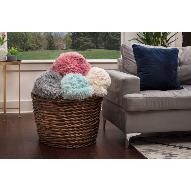 Ivory White Reversible Faux Fur and Sherpa Throw Blanket