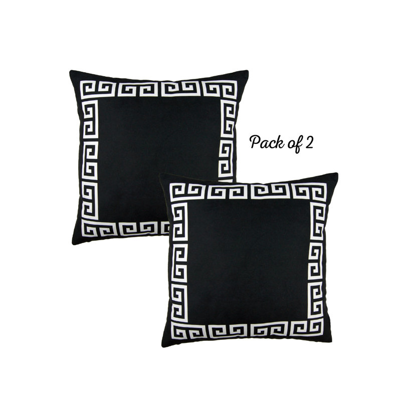 Black and White Greek Key Polyester 20" x 20" Pillow Covers