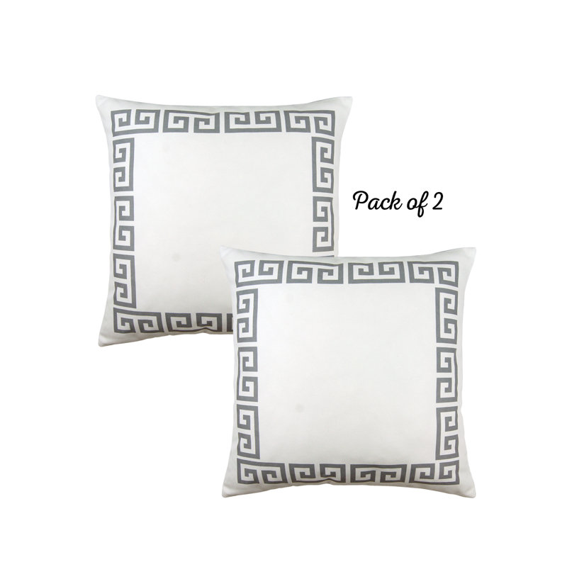 Black and White Greek Key Polyester 20" x 20" Pillow Covers