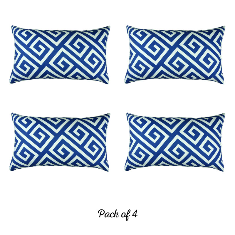 Blue and White Geometric Polyester Pillow Cover Set