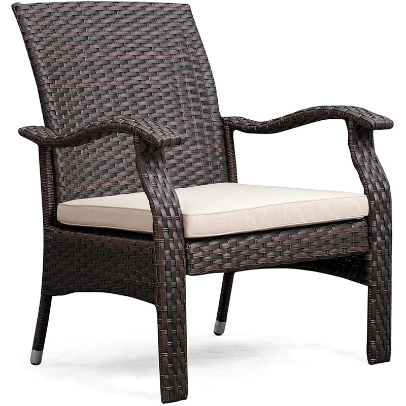 Mocha Resin Wicker 3-Piece Patio Conversation Set with Beige Cushions