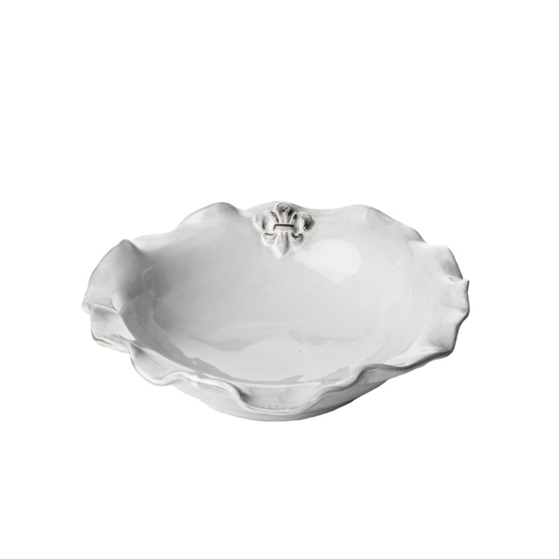 White Ceramic Fleur De Lis Soup Bowls, Set of 4