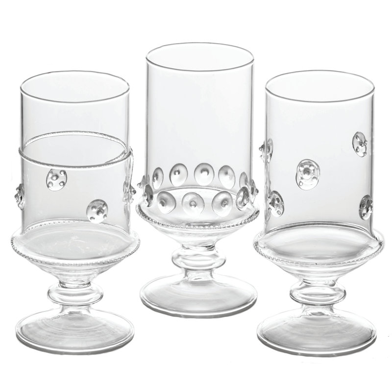 Clear Glass Footed Votive Candle Holders, Set of 3