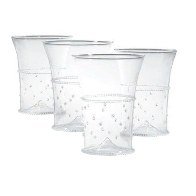 Clear Bohemian 10oz Glass Tumblers with Dots Set