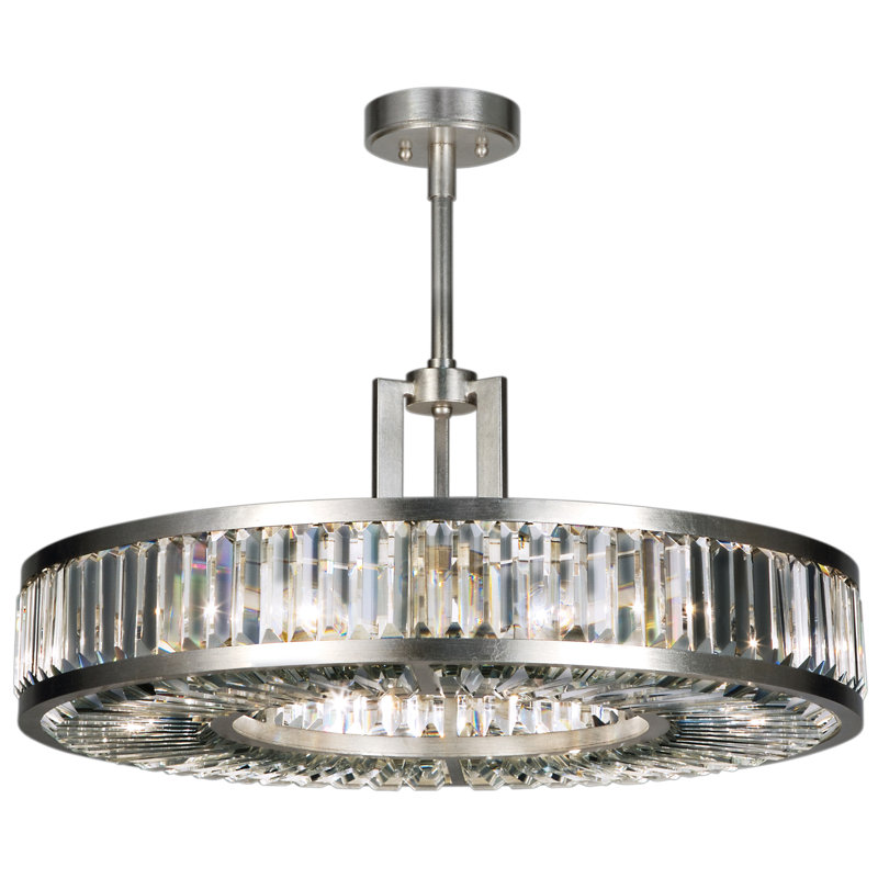 Silver Crystal 29" Drum Chandelier with LED Lights
