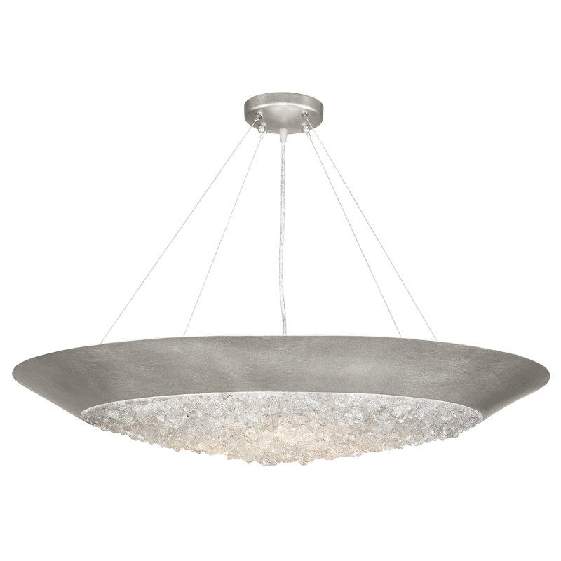 Lunar Radiance Crystal & Silver Leaf LED Pendant Light