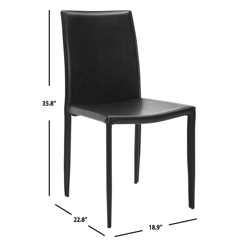Karna Black Leather Upholstered Dining Side Chair Set