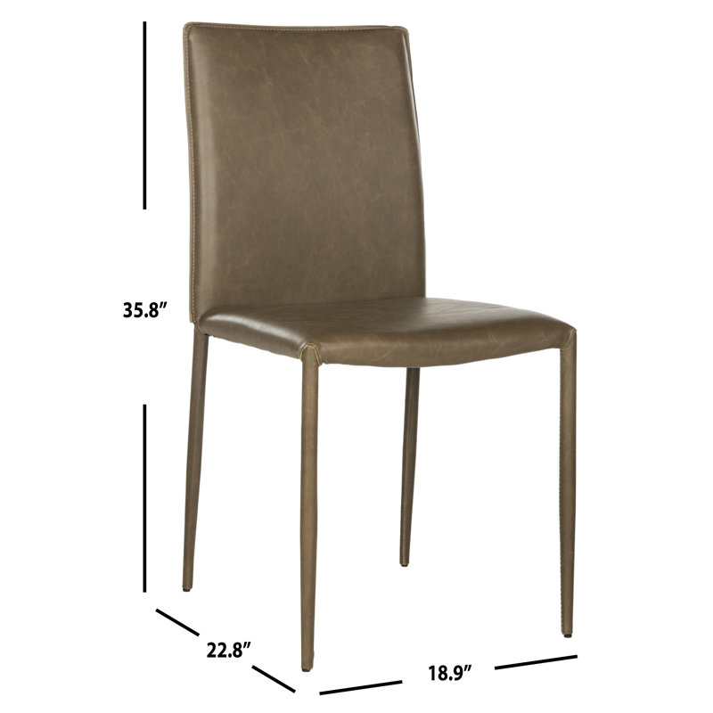 Brown Leather Upholstered Parsons Dining Side Chair Set